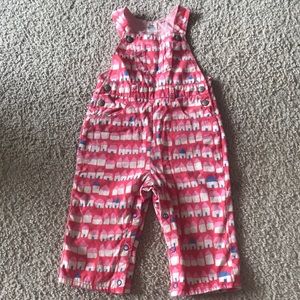 BODEN baby girl houses pink overalls,18-24m!!CUTE